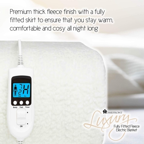 Homefront Premium Luxury Fleece Fully Fitted Single Size Electric ...
